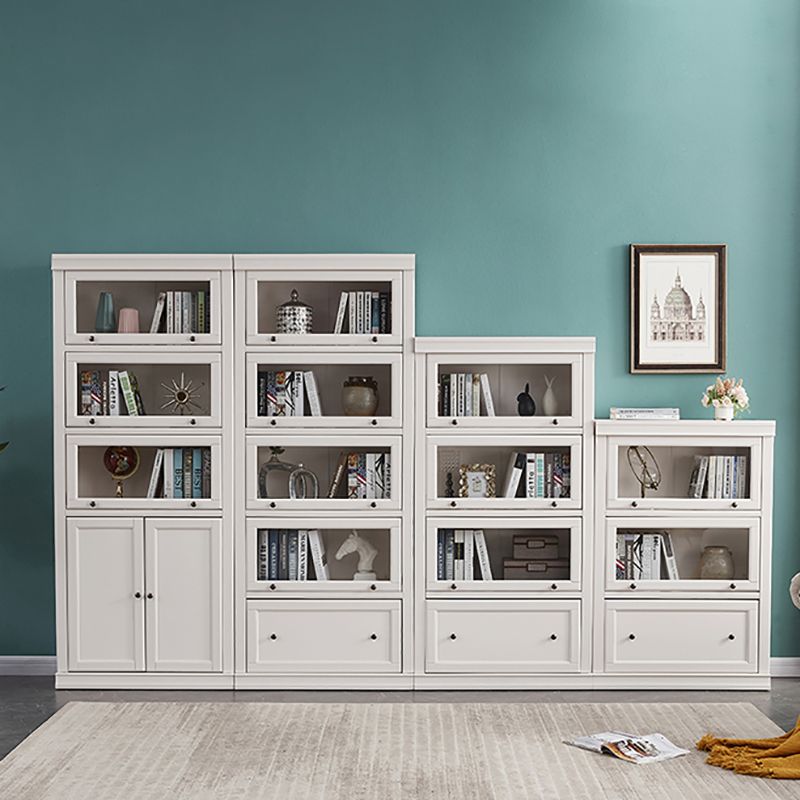 Wood Standard Bookshelf Contemporary Closed Back Bookcase with Drawers