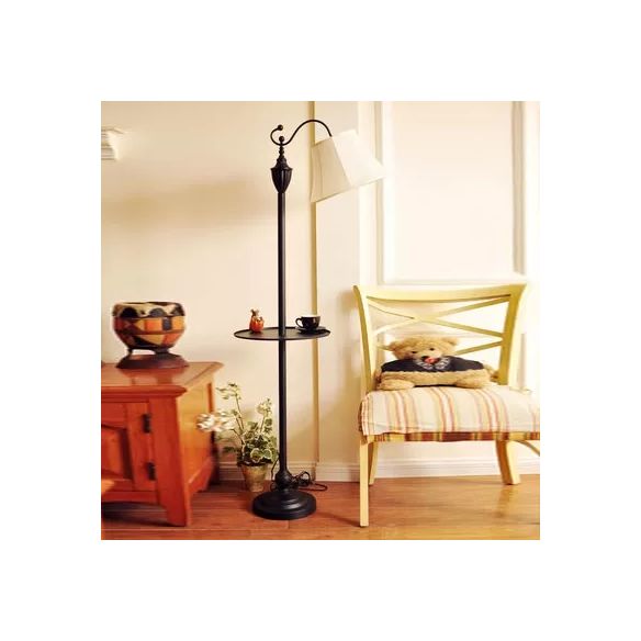 Contemporary Black Base Floor Lamp Bucket Shade One Light Metal Floor Light for Living Room