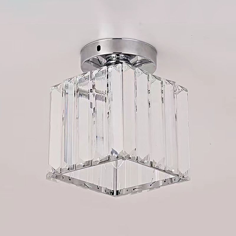 1-Light Ceiling Lamp Modern Ceiling Mount Light with Glass Shade for Living Room