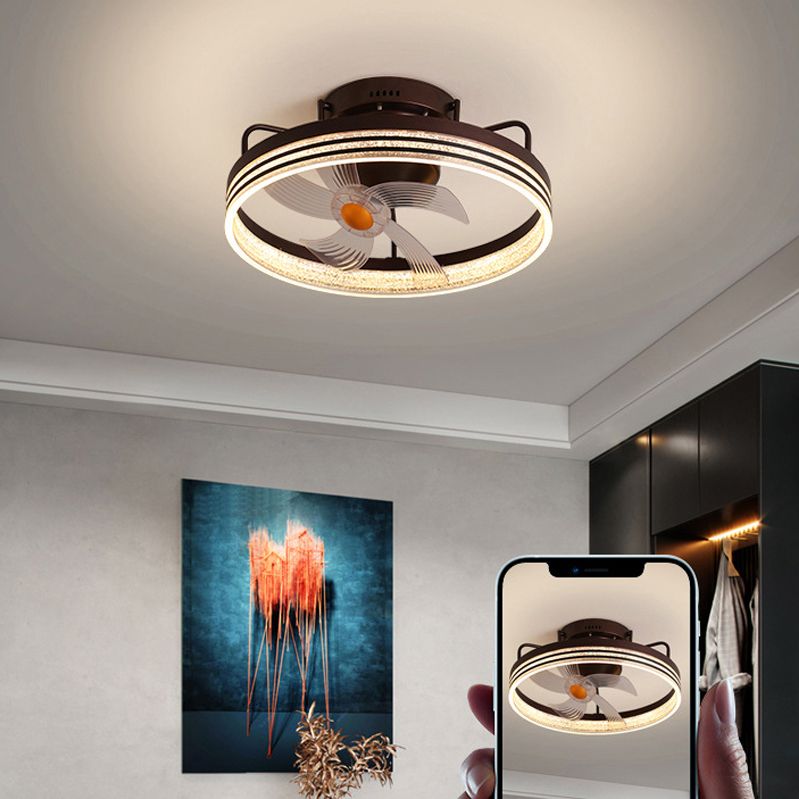 Metal Round Shape Ceiling Fans Light Modern 1-Light Ceiling Fan Light