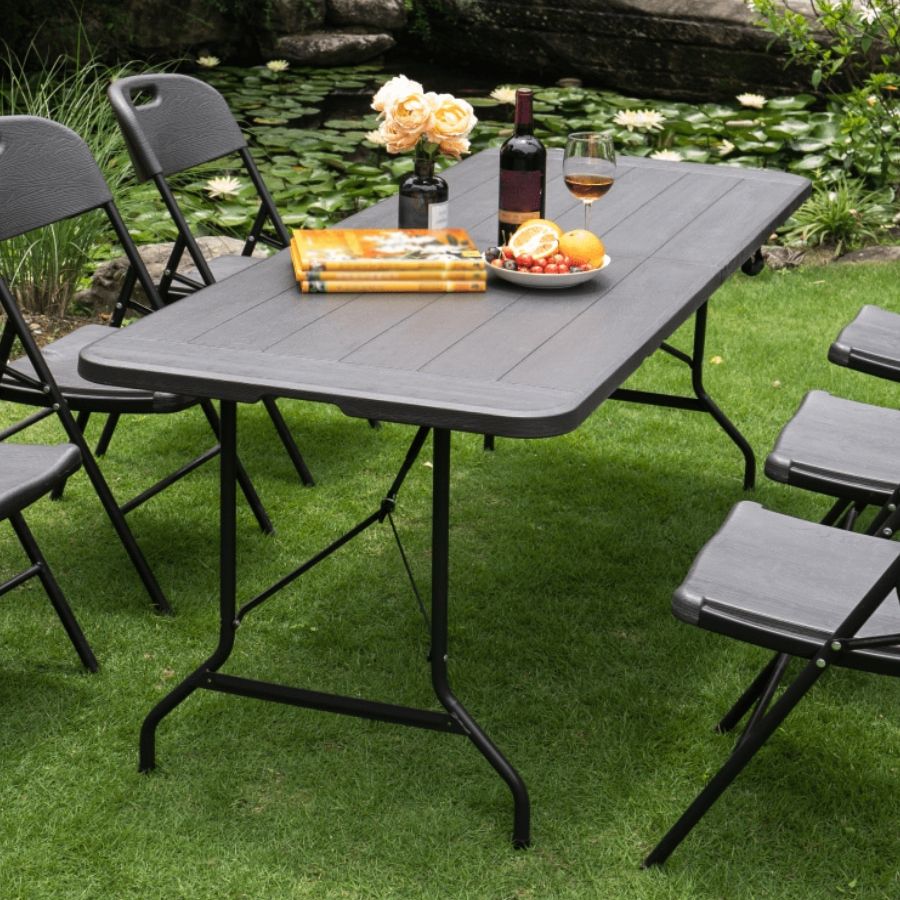 Plastic Outdoor Camping Table Contemporary Patio Table with Metal Frame