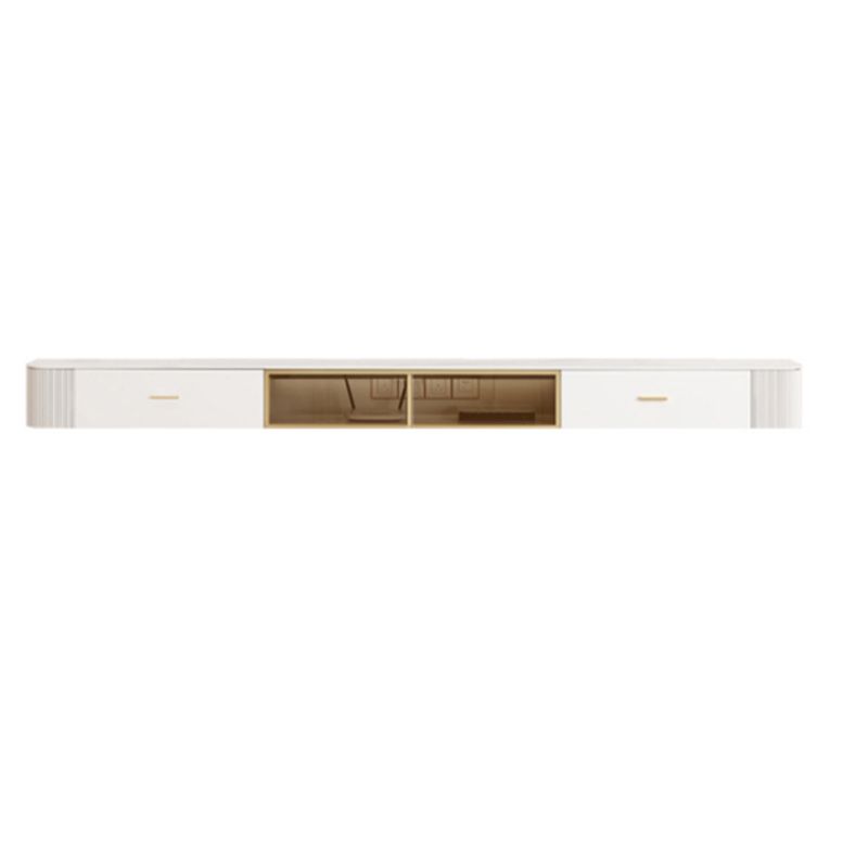 Modernism White TV Console Stone Media Console with Drawers for Home