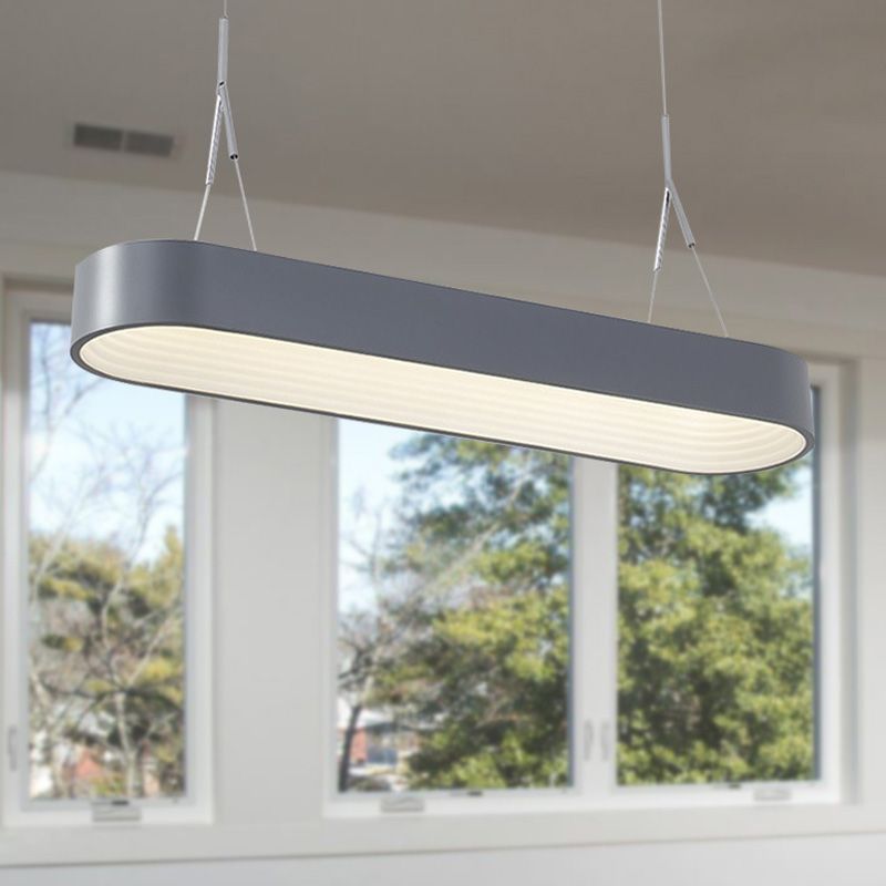 Luminaire pendant elliptique nordique métal métal blanc / gris plafonnier plafond pour salle à manger, 33,5 "/ 47" de large