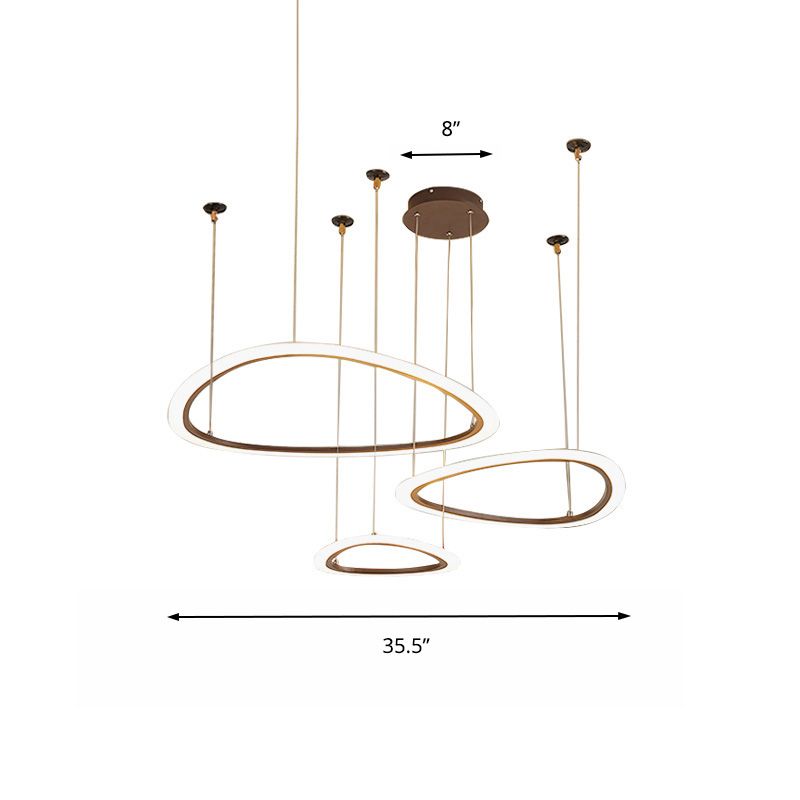 Tiered Ceiling Chandelier Simple Acrylic 3/4 Heads Brown Pendant Light Fixture in White/Warm/Natural Light