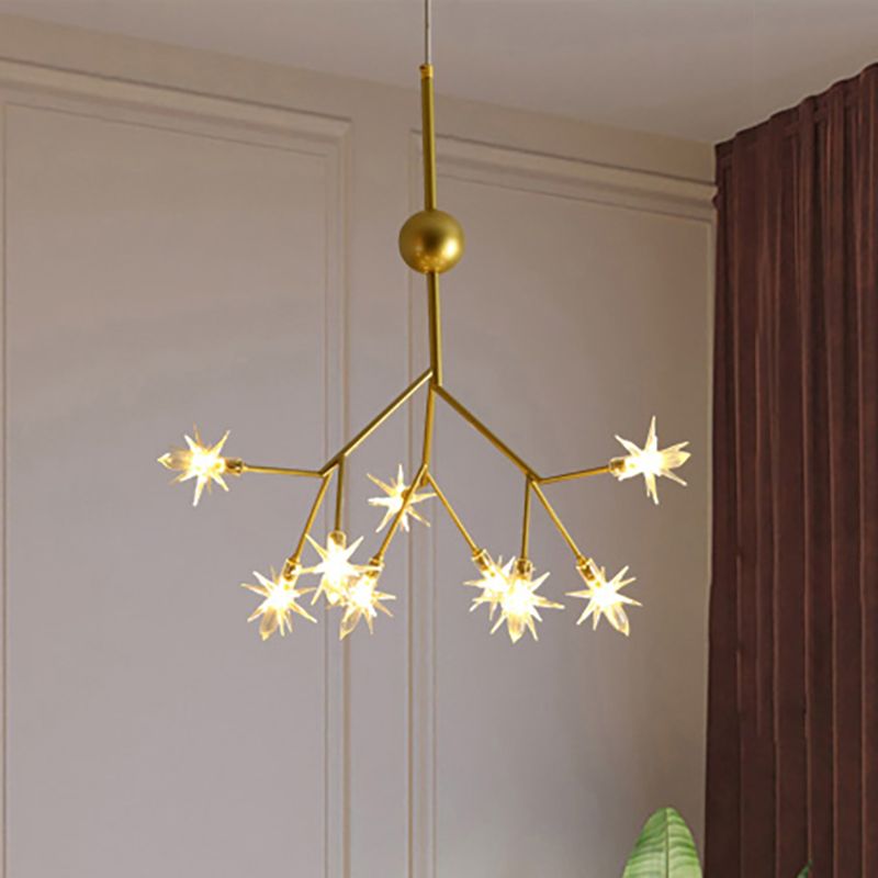 Modern Starry Pendant Light Fixture Iron 9/27/36-Light Dining Room Chandelier in Gold