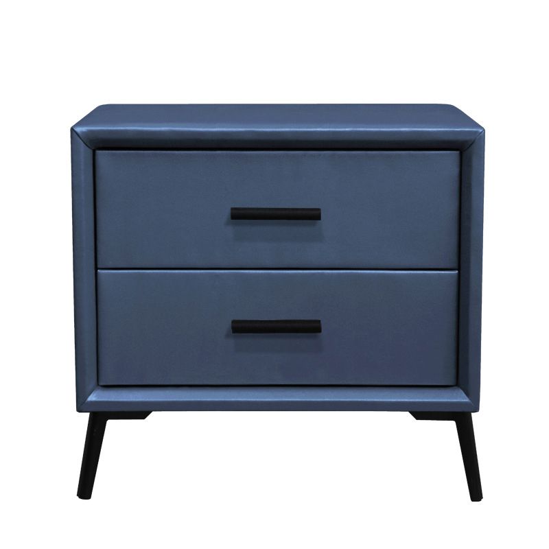 Two Drawer Solid Color Wood Nightstand 19.2"Tall Night Table