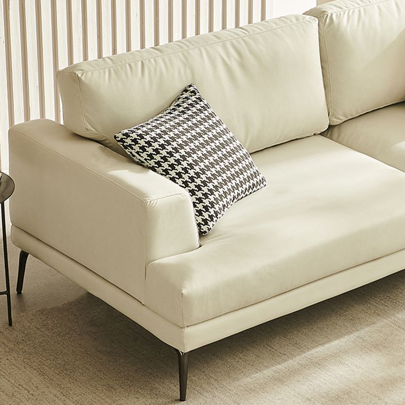 Stain-Resistant Faux Leather Loveseat Recessed Arm Sofa with Metal Legs