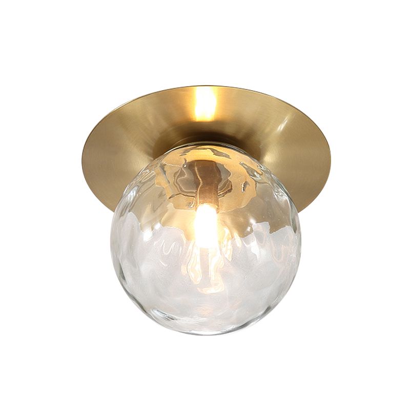 Mini LED Flush Light Simplicity Foyer Plafond Flush Mount met Ball Clear Glass Shade in Gold