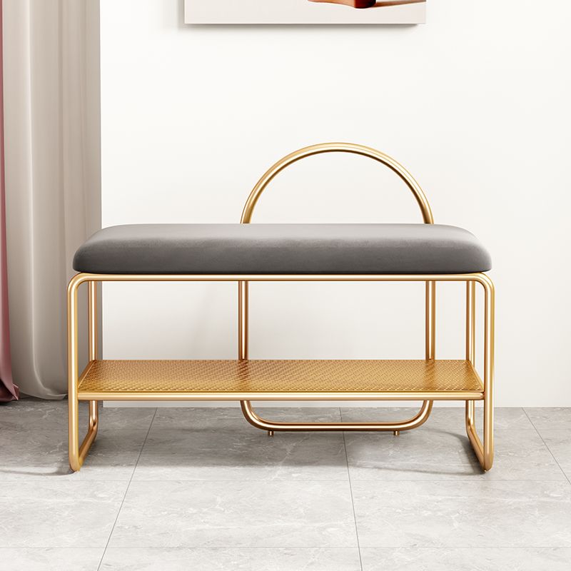 Glam Seating Bench Cushioned Shoe Storage Rectangle Entryway and Bedroom Bench