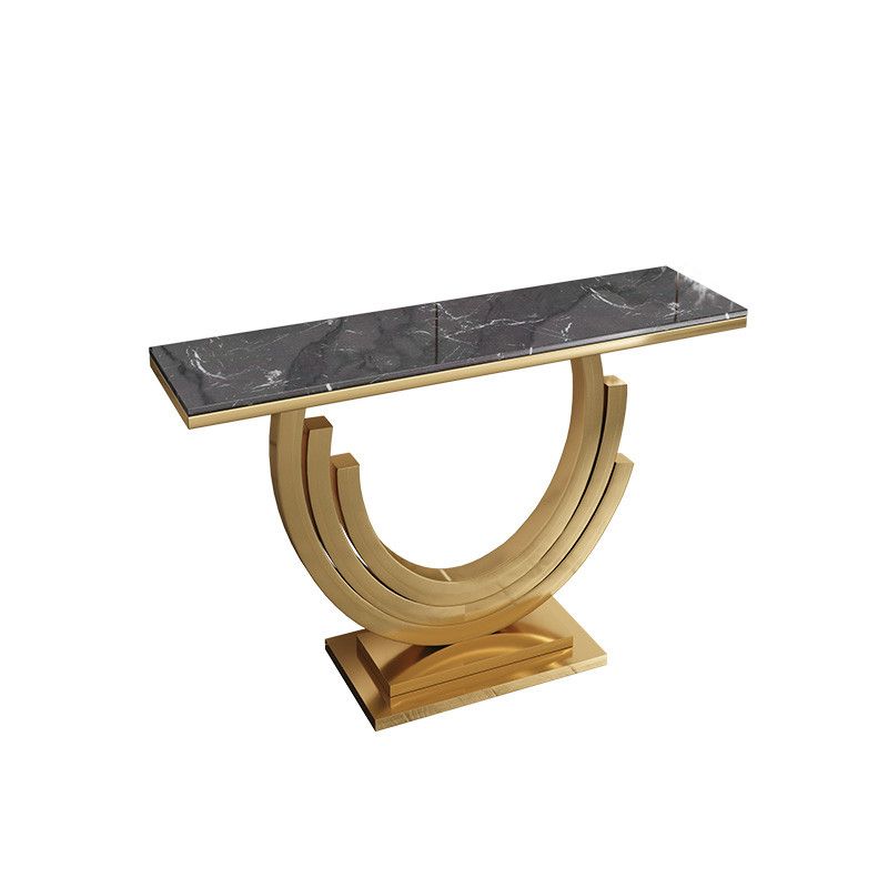 Glam Style Accent Table Half Moon/Rectangle Console Table for Hall