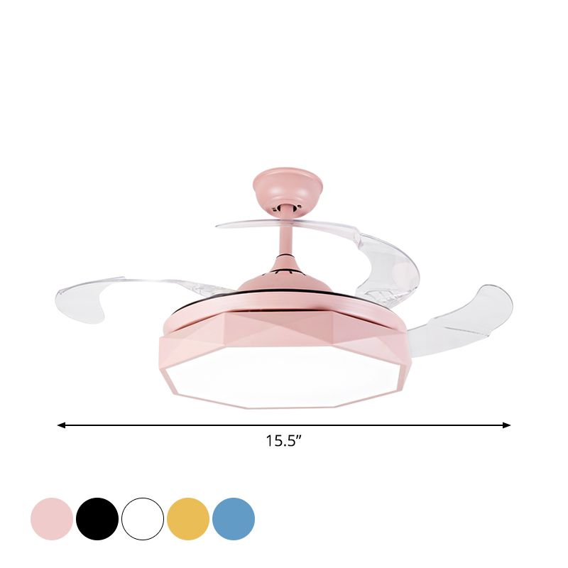 Prismy Living Room Ceiling Fan Light Metallic 15.5" Wide LED Nordic Semi Flush Mount, 4 Blades