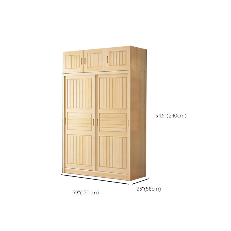 Light Wood Kids Closet Manufactured Wood Youth Armoire with Sliding Door