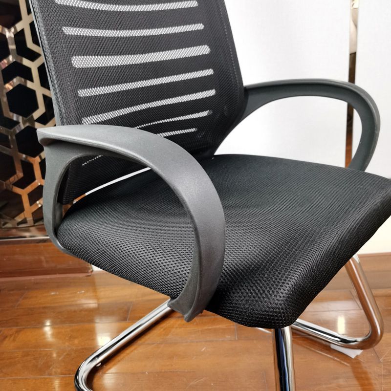 Contemporary Desk Chair No Wheels Mid-Back Office Chair with Arm