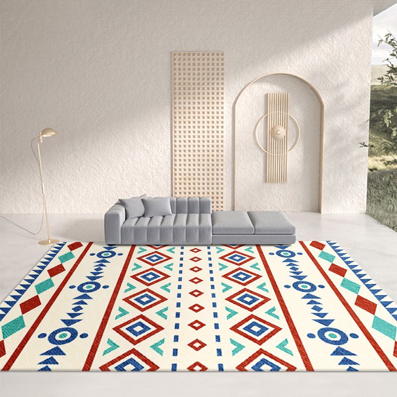 Retro Home Decoration Indoor Rug Polyester Tribal Pattern Rug Non-Slip Backing Area Carpet