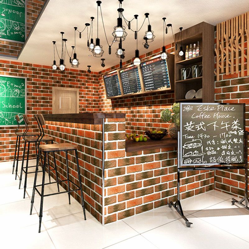 Brick Effect Wall Decor in Natural Color, Industrial Non-Pasted Wallpaper Roll for Coffee Shop