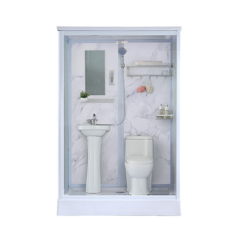 Framed Tempered Glass Shower kit with Base Included Framed Shower Stall in White