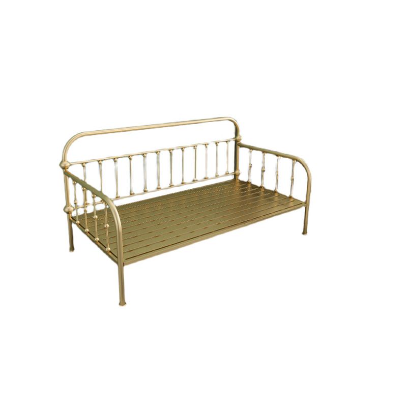 Glam Style Daybed with Rectangle Headboard and Guardrail in Iron