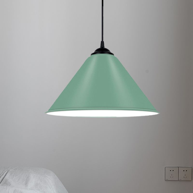 Kegelhangende licht Modern metaal 1 lichtroze/geel/groene hanglamp, 12 "/14"/16 "dia