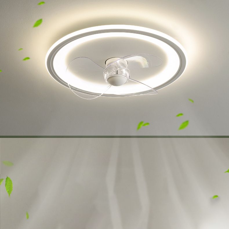 Contemporary Single White Ceiling Fan Lamp LED Metallic Ceiling Fan Light