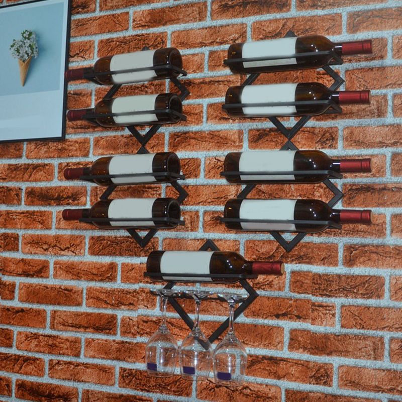 Metal Wall Mounted Wine Rack Glam Simple Bottle Holder for Kitchen