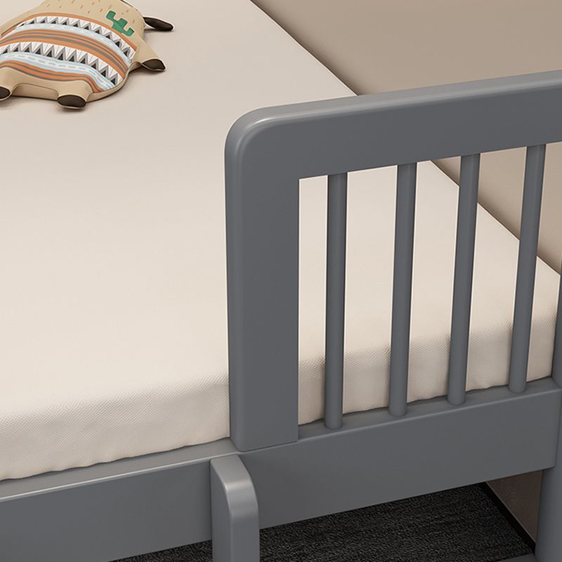 Contemporary Nursery Crib with Guardrail in Natural/Grey Solid Wood