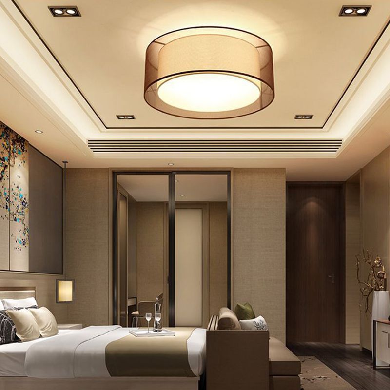 Multi Lights Ceiling Light Simple Flush Mount Ceiling Lamp with Fabric Shade for Bedroom