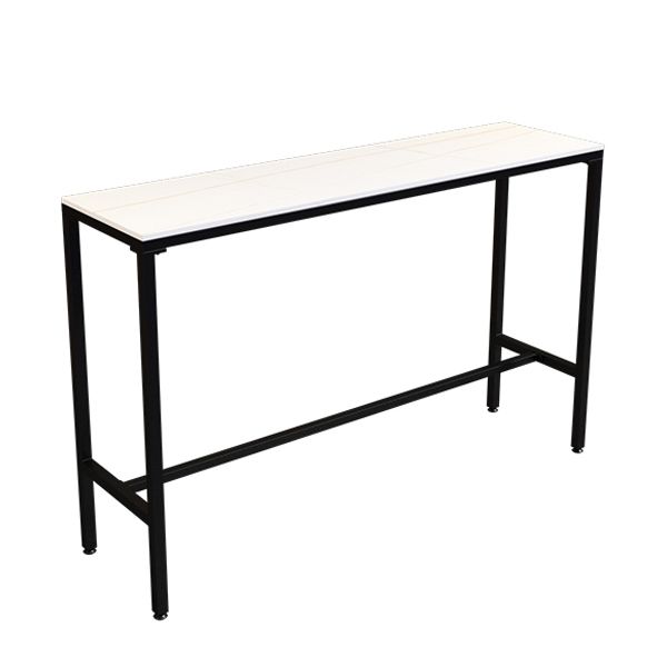 Indoor White and Black Counter Wine Table Rectangle Stone Bar Height Pub Table