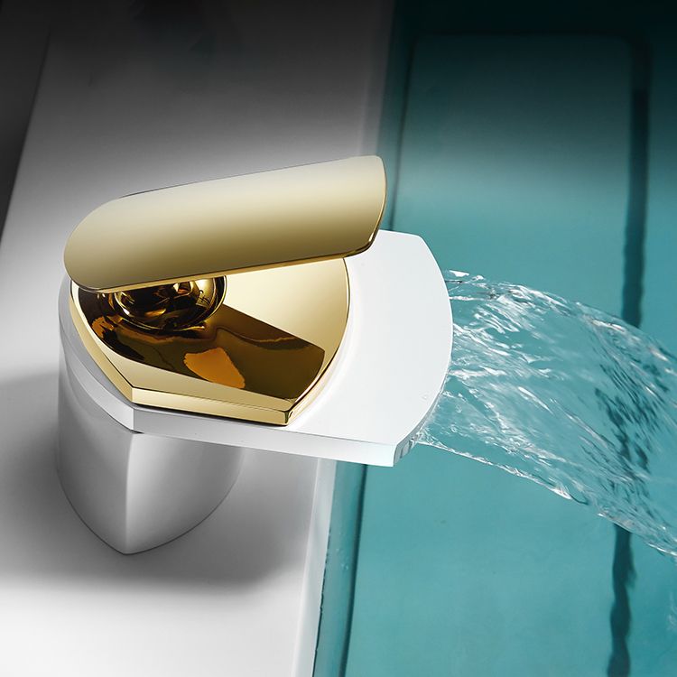 Bathroom Sink Faucet Lever Handle Brass Waterfall Spout Sink Faucet