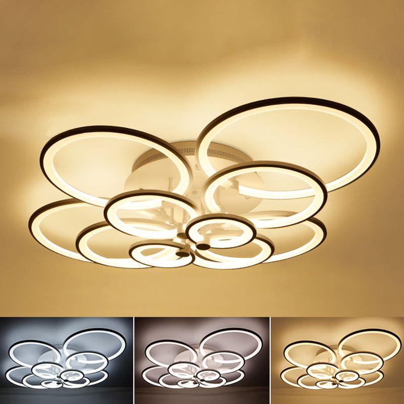 Circular Shade Acrylique LED Semi Flush Mount Light Modern Indoor plafond