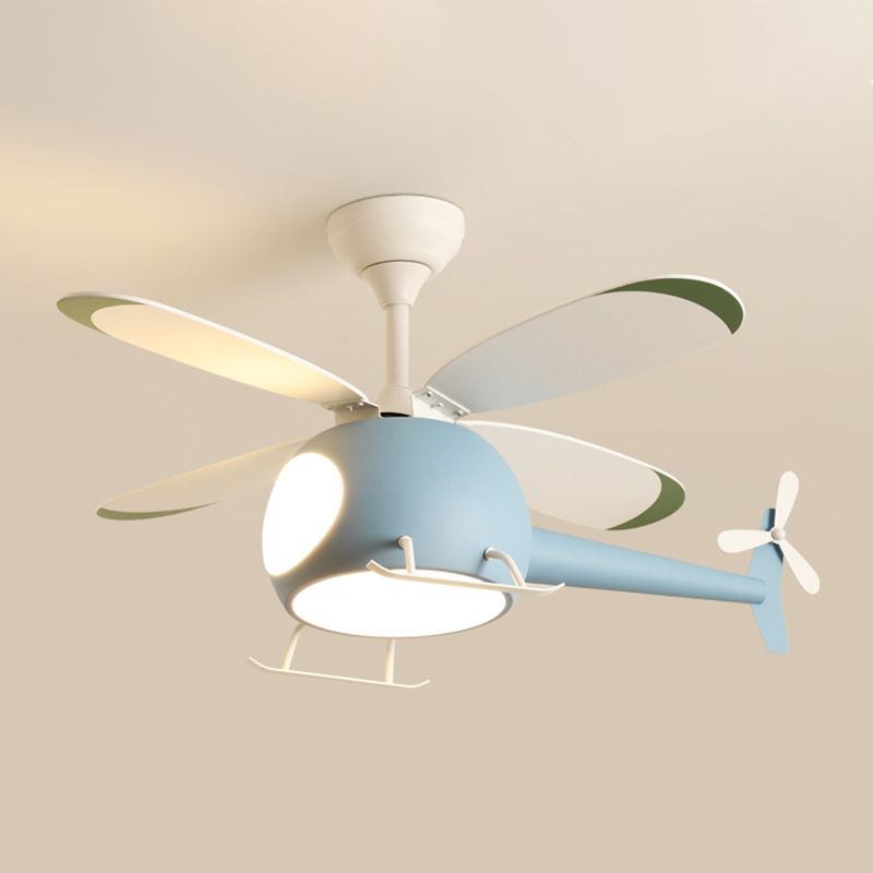 Nordic Style Ceiling Fan Lamp Helicopter Shape Ceiling Fan Light for Children Room