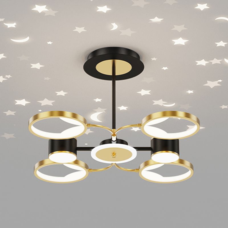 Geometry Shape Chandelier Modern Style Metal Multi Light Hanging Lamp for Bedroom