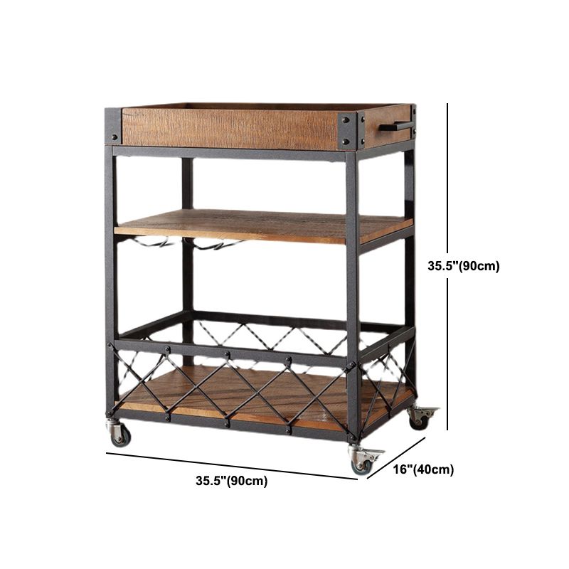 Rolling Industrial Kitchen Trolley Wooden Kitchen Trolley for Restaurant