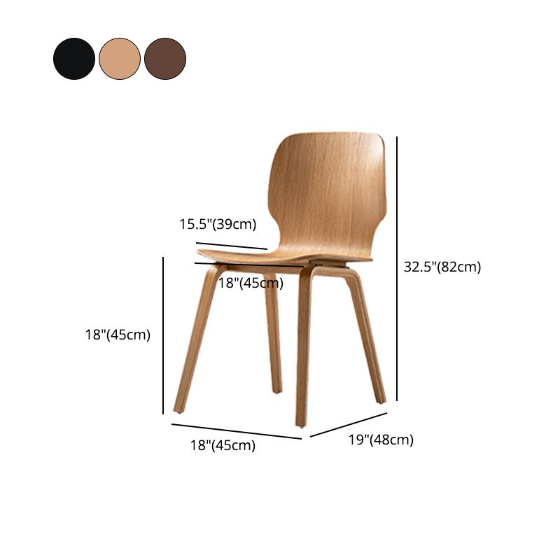 Minimalist Wood Dining Chair for Home Solid Back Armless Dining Chair