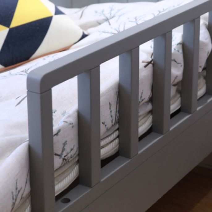 Scandinavian Solid Color Nursery Bed Wood Toddler Bed with Guardrail