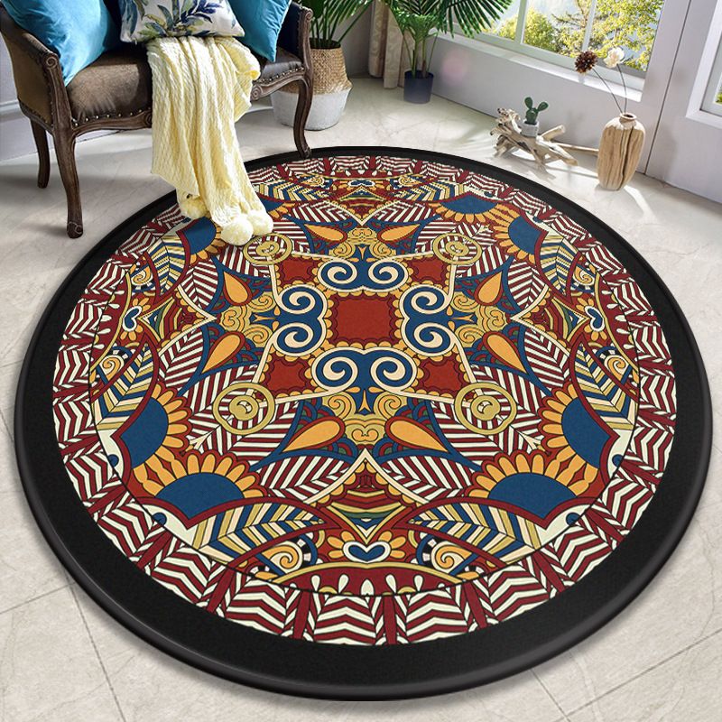 Colorida Mandala Rug Polyéster Turquía Turca Rug Interior Anti-Slip Máquel de respaldo alfombra para mascotas para sala de estar para sala de estar