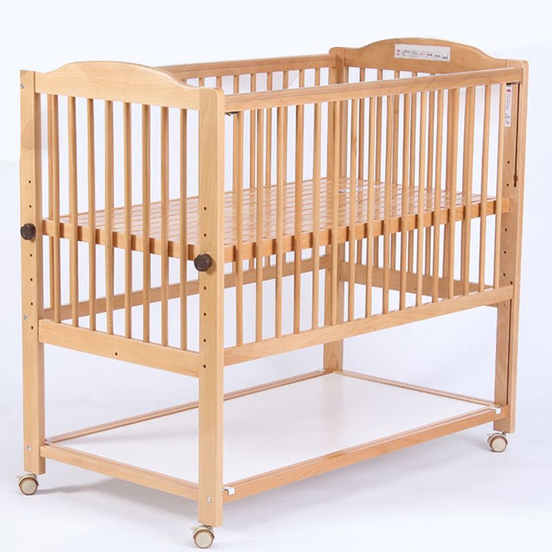 Solid Wood Convertible Crib Farmhouse Nursery Crib with Casters