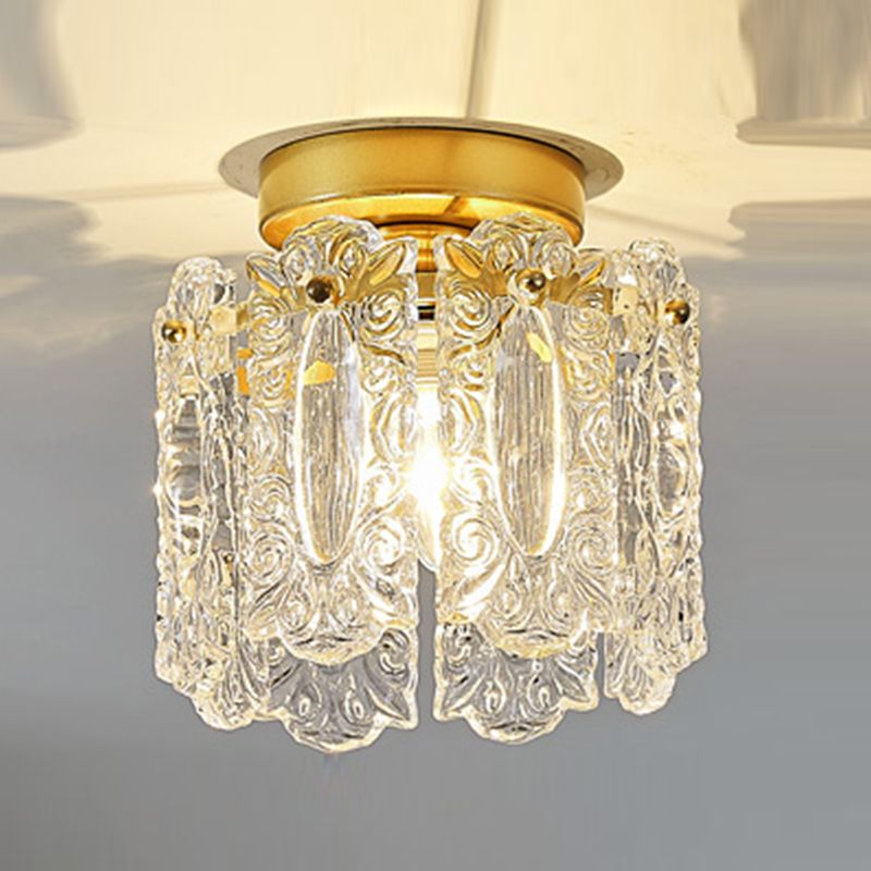 Crystal Lighting Fixture Gold Modern Flush Mounted Ceiling Lights for Foyer