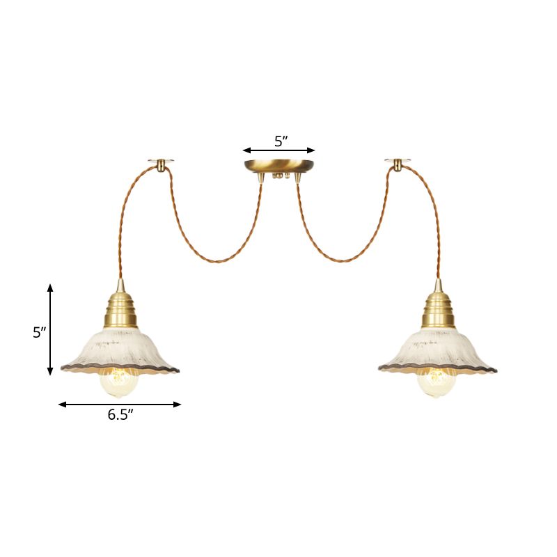 2/4/6 Lampen mit überbrochenem Multi -Licht -Anhänger traditioneller Goldkeramik -Swag Hanging Lamp Kit