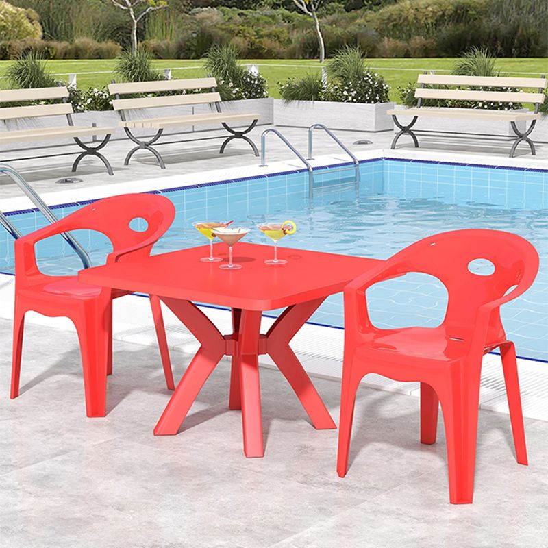 Contemporary Style Dining Set Plastic Square 1/4/5/10 Pcs Dining Table Set