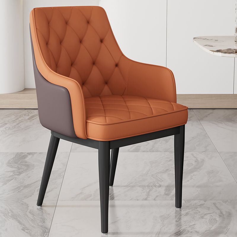 Contemporary Style Upholstered Parsons Dining Side Chair with Metal Legs