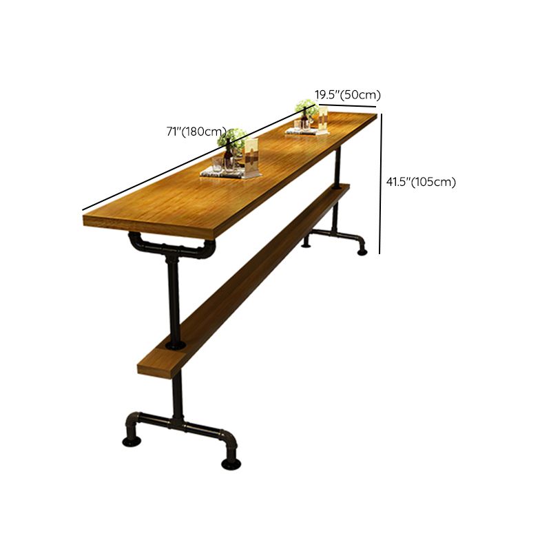 Rectangular Bar Height Table Black Legs and Metal Base Bistro Bar Table