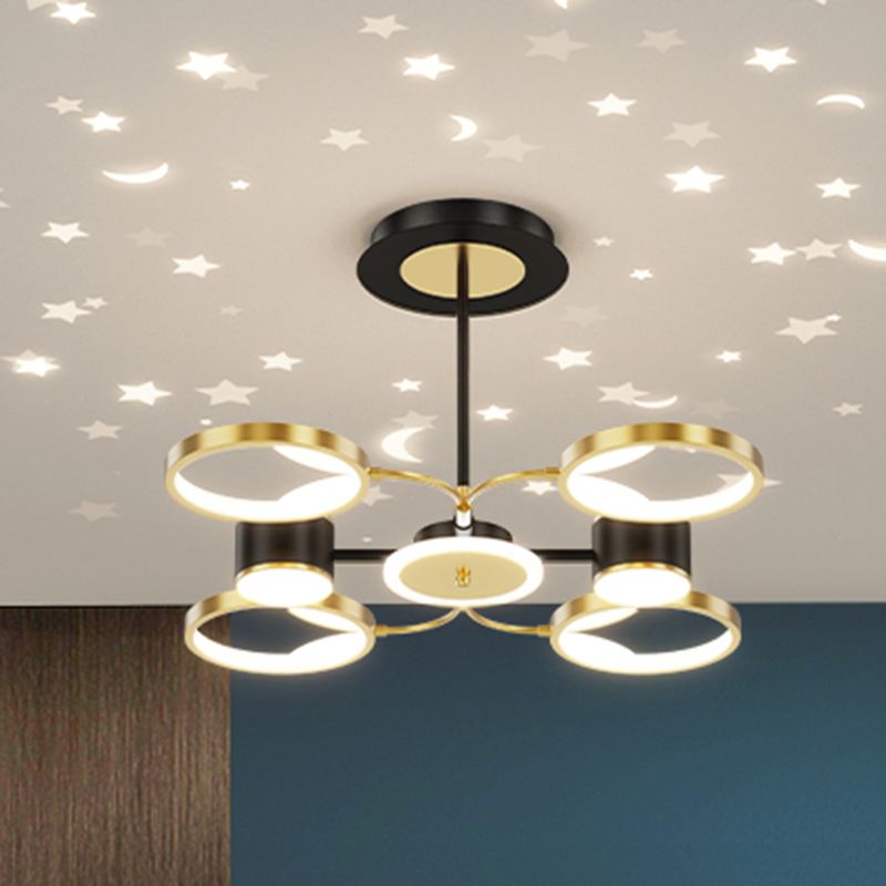 Geometry Shape Chandelier Modern Style Metal Multi Light Hanging Lamp for Bedroom