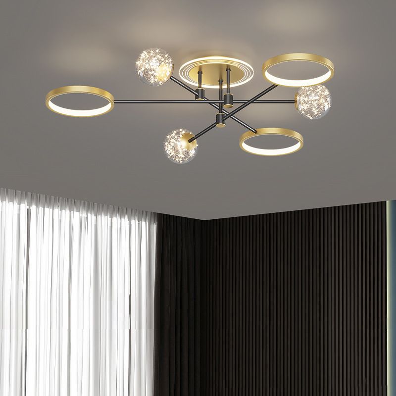 Gold LED Flush Ceiling Light Fixtures Modernist Flush Mount Fixture for Living Room