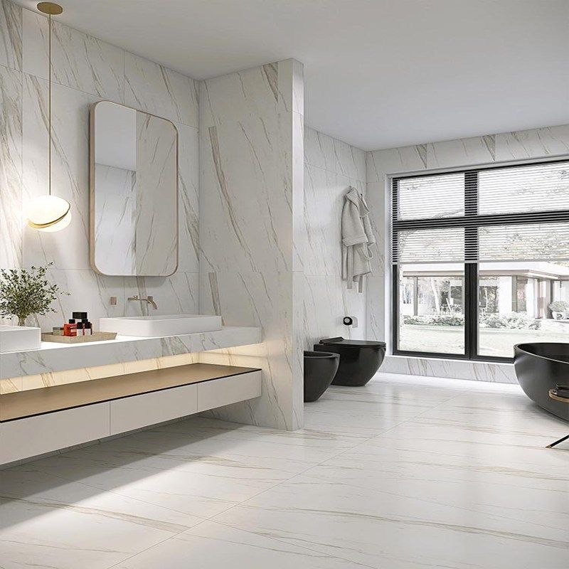 Porcelain Floor Tile Matte White Marble Look Floor and Wall Tile