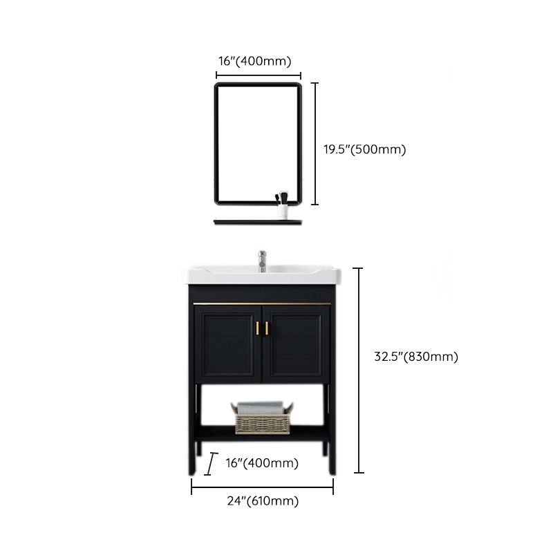 Shelving Included Bath Vanity Set Mirror Freestanding Vanity Set with Single Sink