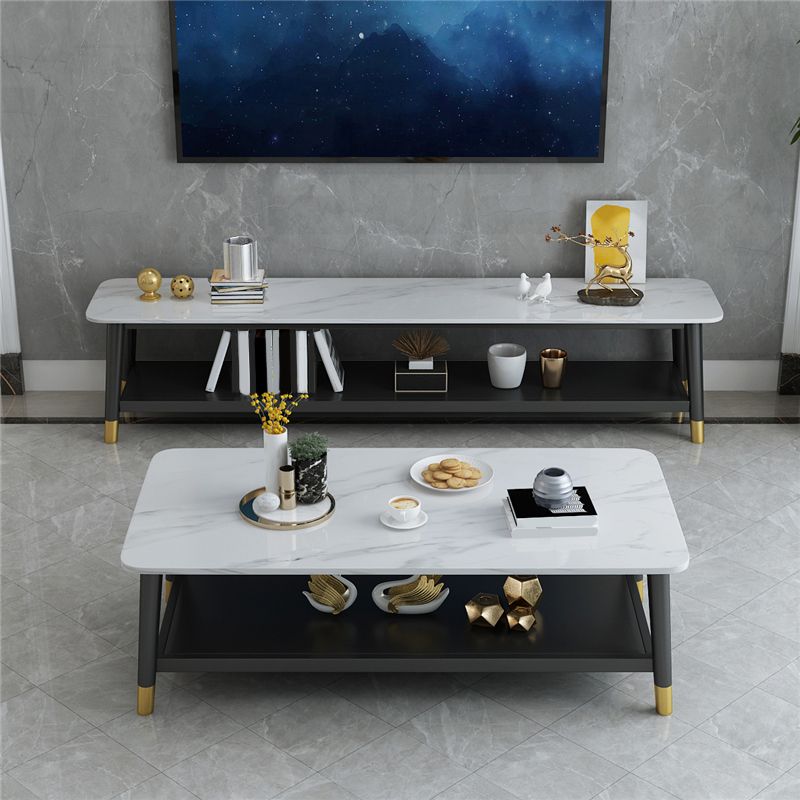 Contemporary Stone TV Console 1 Shelf Gray Media Console with Splayed Wooden Legs