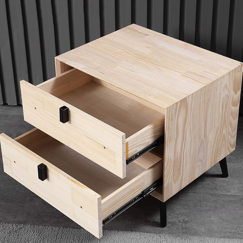 Solid Wood Nightstand Contemporary Bedside Cabinet for Bedroom