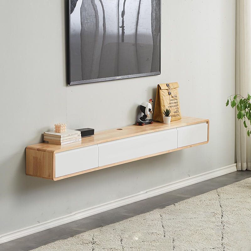 Solid Wood 9" D TV Stand , Wall Mounted Contemporary TV Stand Console with 2 Drawers