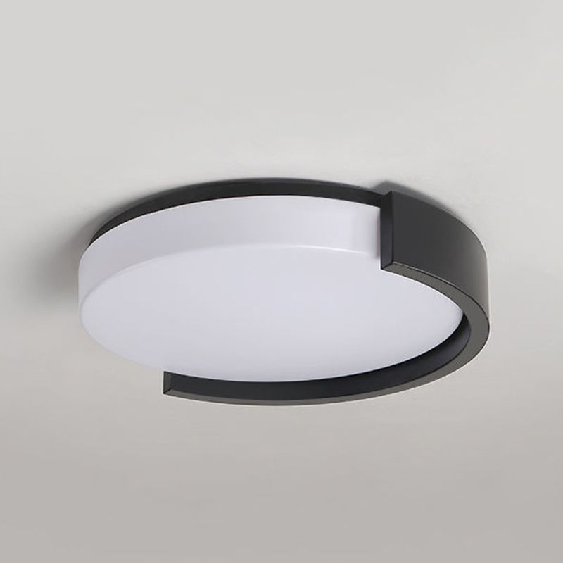 Contemporary White/Black Single Flush Mount Lighting LED Ceiling Light