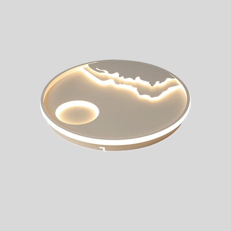 White Circular Flush Mount in Modern Creative Style Acrylic LED Ceiling Fixture